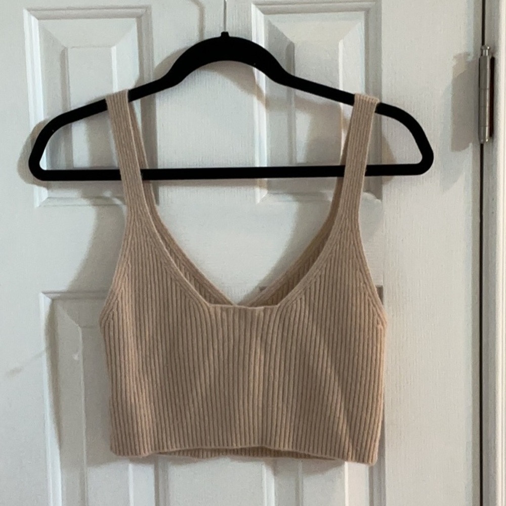 Lily Silk Oatmeal Cashmere Crop Top - Picture 5 of 9